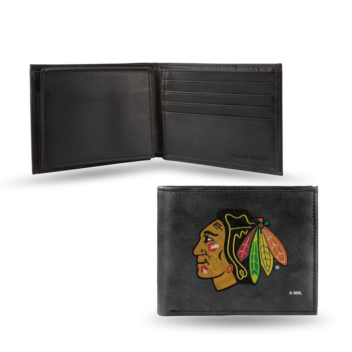Chicago Blackhawks Leather Embroidered Wallet Billfold - ToylandEU