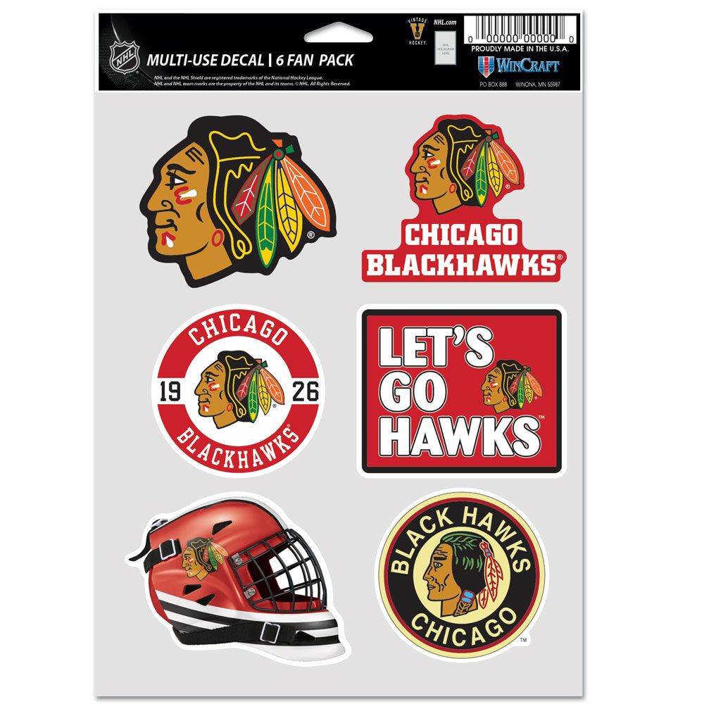 Chicago Blackhawks Multi Use Fan Decal Six Pack Set - ToylandEU