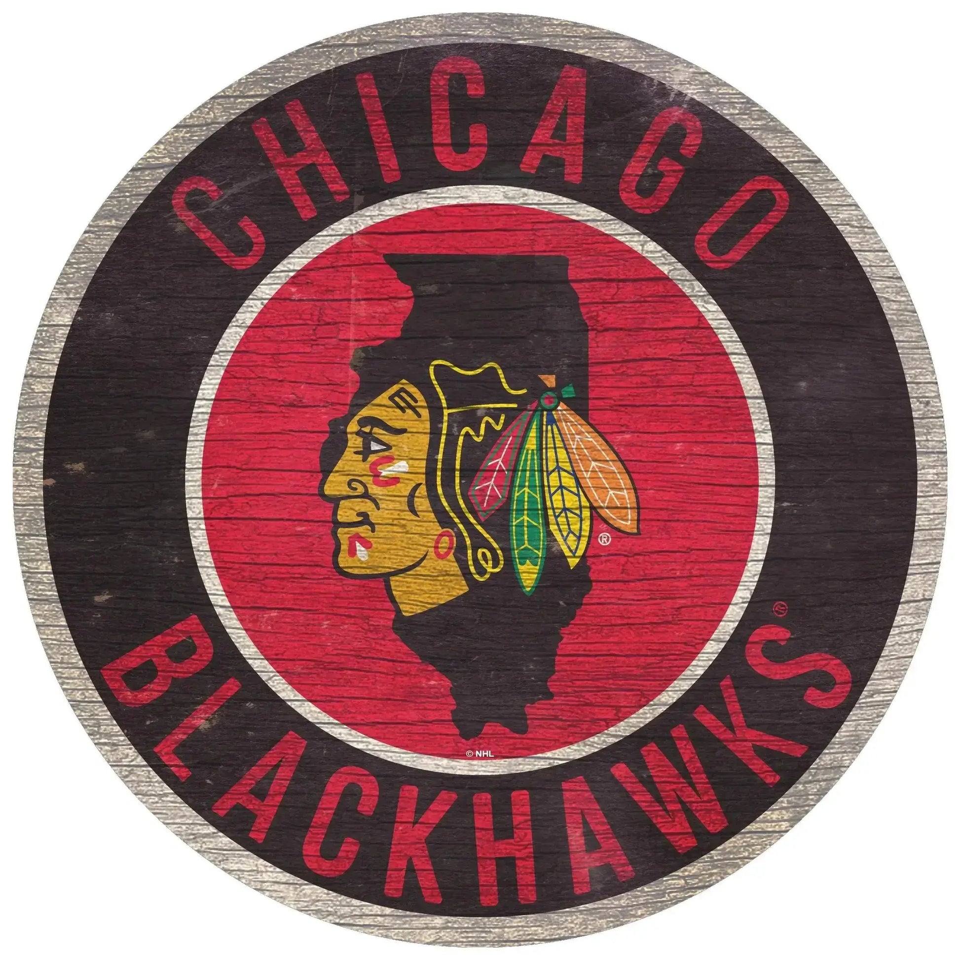  Chicago Blackhawks Round Wood Sign State Design MDF Rustic -  ToylandEU™