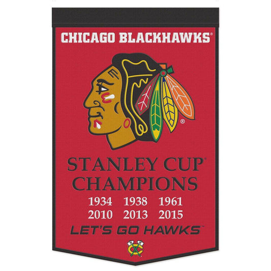 Chicago Blackhawks Wool Banner 24x38 Dynasty Champion - ToylandEU