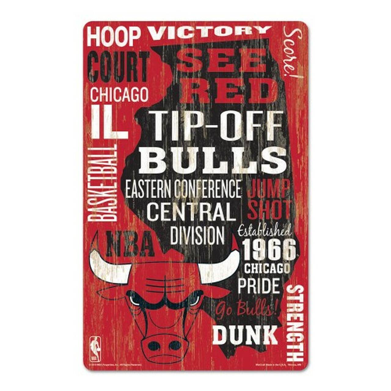 Chicago Bulls 11x17 Wood Sign Colors And Established Date - ToylandEU