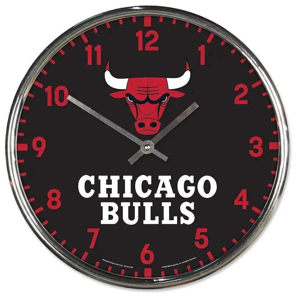 Chicago Bulls Clock Round Wall Style Chrome - ToylandEU