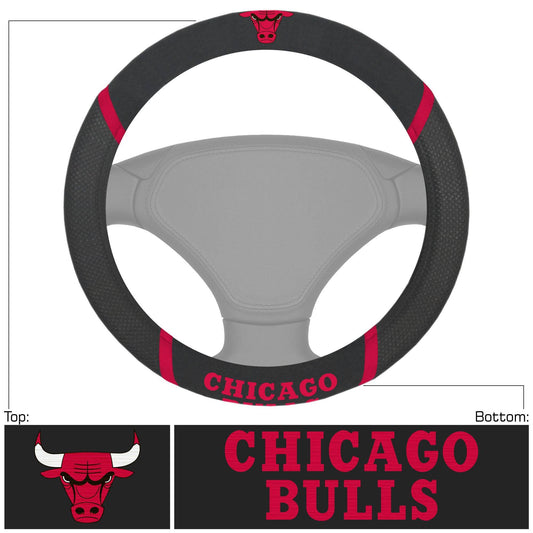 Chicago Bulls Steering Wheel Cover Faux Suede And Mesh - ToylandEU