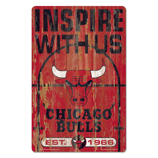 Chicago Bulls Wood Sign 11x17 Slogan Decor With Team Colors - ToylandEU