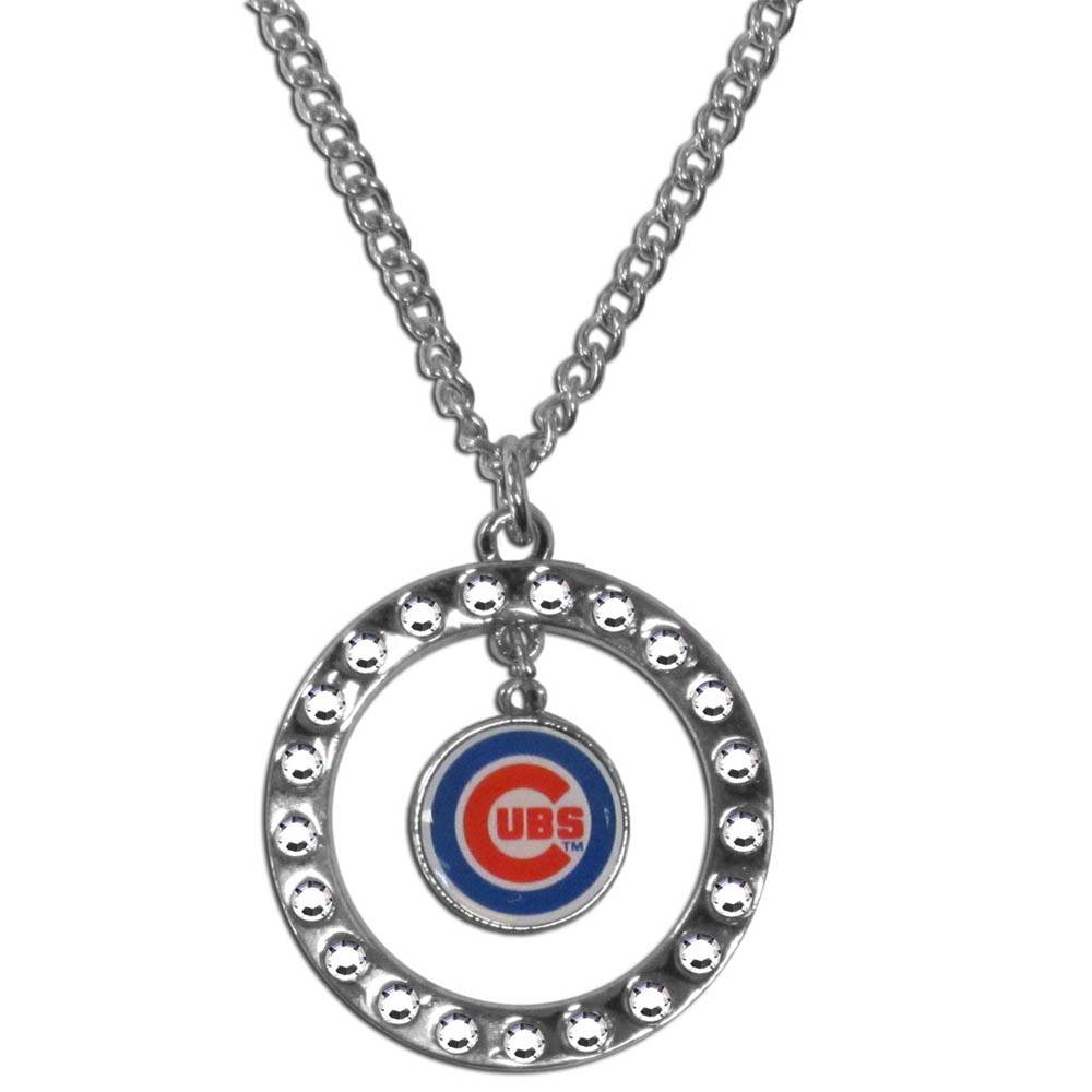 Chicago Cubs Rhinestone Hoop Necklace 18 Inch Chain - ToylandEU