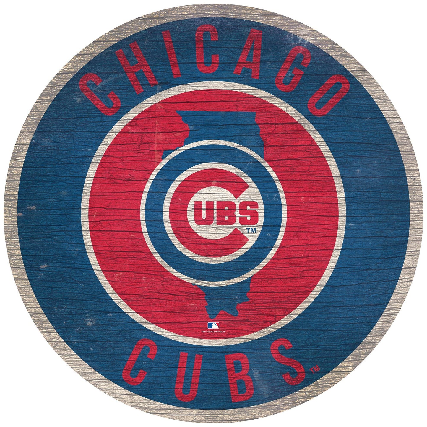 Chicago Cubs Round Wood Sign State Design Wall Decor - ToylandEU
