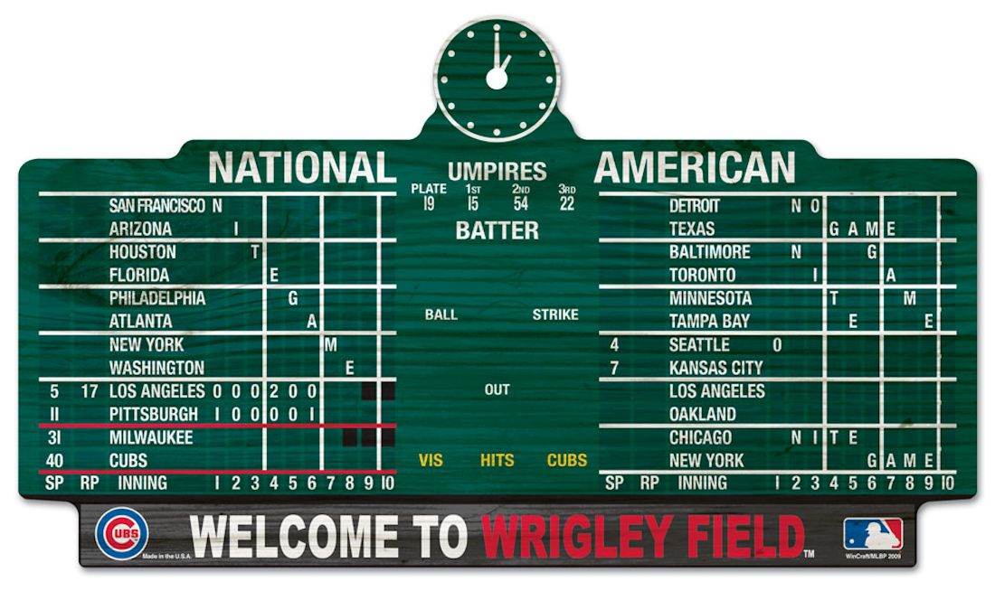 Chicago Cubs Sign 11x17 Wood Scoreboard Design Indoor Decor - ToylandEU