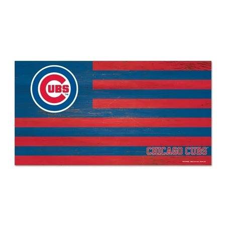 Chicago Cubs Wood Sign 9x17 Flag for Home Bar Display - ToylandEU
