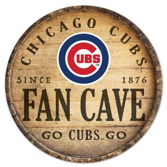 Chicago Cubs Wood Sign Round Barrel Top 14 Inch Decor - ToylandEU