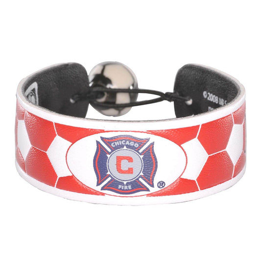 Chicago Fire Leather Soccer Bracelet Team Color Ceramic Bead - ToylandEU