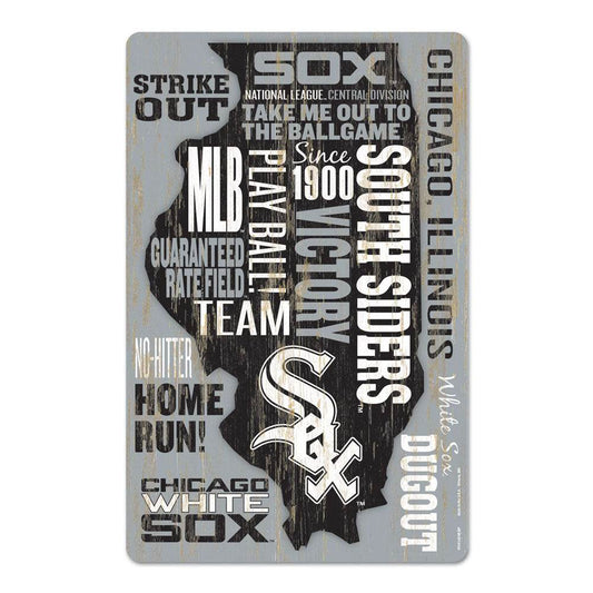 Chicago White Sox 11x17 Wood Wordage Sign With Team Colors - ToylandEU