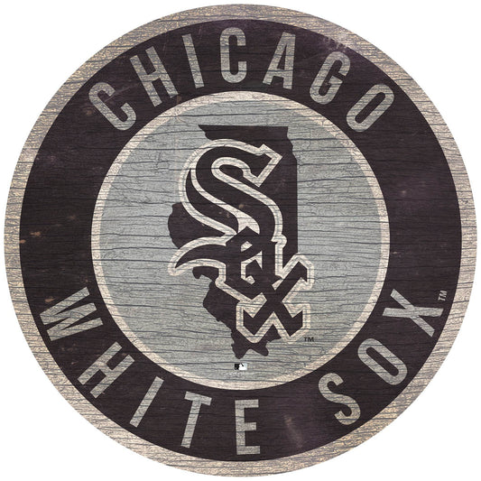 Chicago White Sox Round Wood Sign State Design 12 Inch - ToylandEU