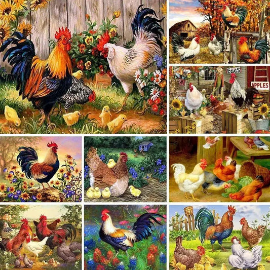  Chicken Cross Stitch Kit 11CT Printed Canvas Starter -  ToylandEU™