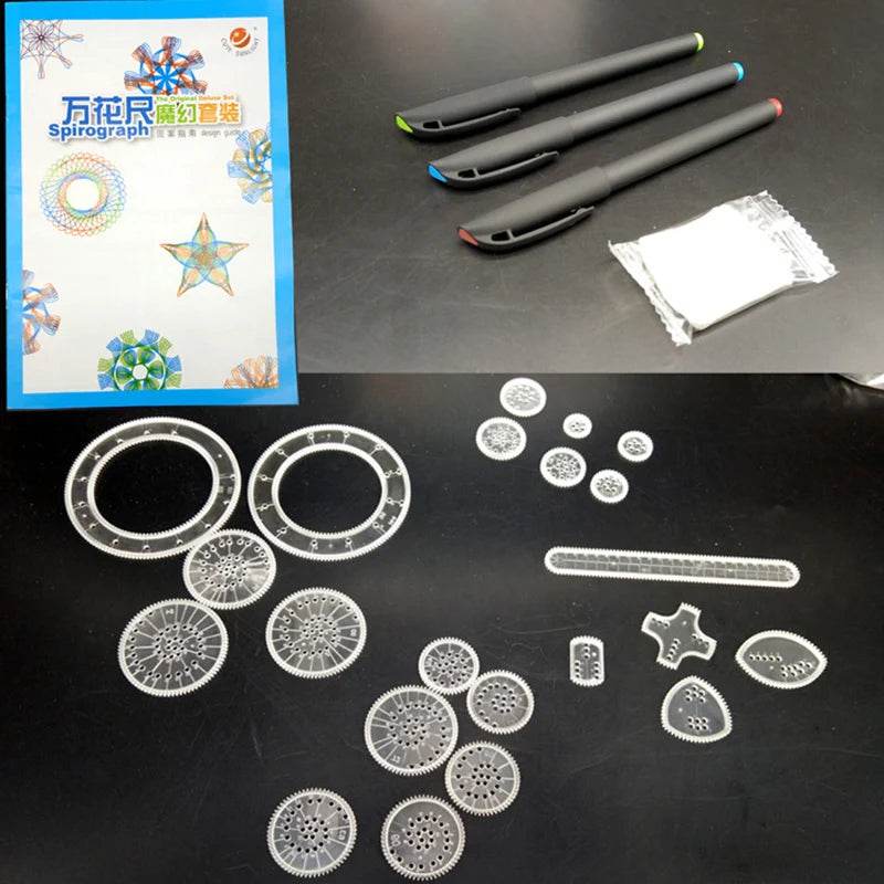 Children 22pcs Enfant Spirograph Drawing Set Brain Education Geometric Deluxe Ruler Creative Plastic Draw Picture Toys With Pen - ToylandEU