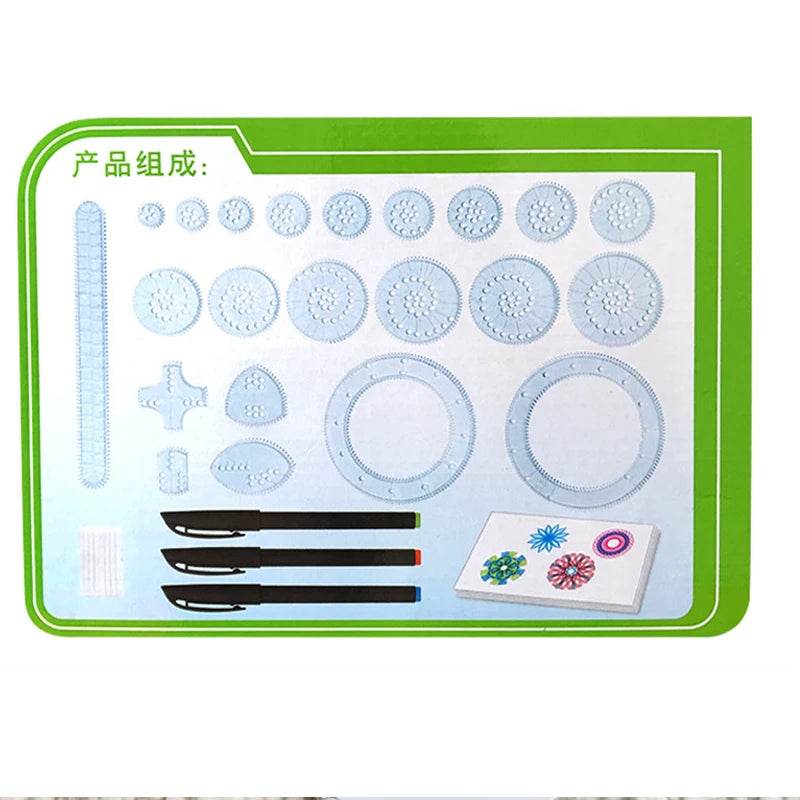 Children 22pcs Enfant Spirograph Drawing Set Brain Education Geometric Deluxe Ruler Creative Plastic Draw Picture Toys With Pen - ToylandEU
