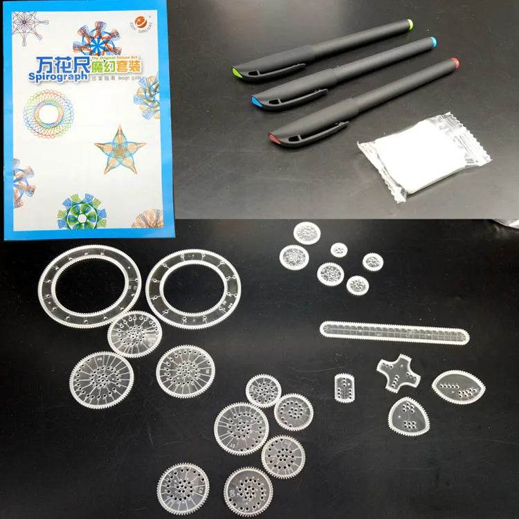 Children 22pcs Enfant Spirograph Drawing Set Brain Education Geometric Deluxe Ruler Creative Plastic Draw Picture Toys With Pen - ToylandEU