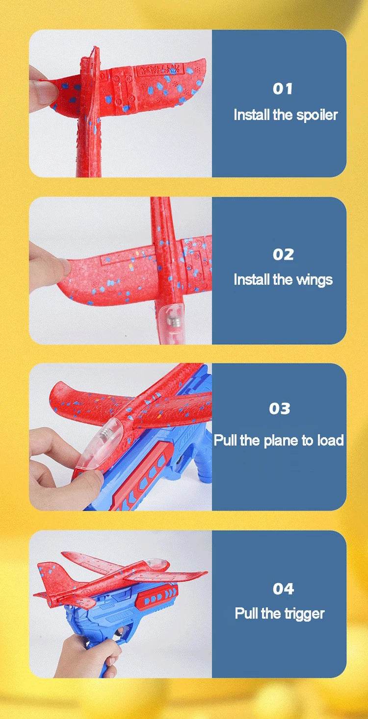 Children Foam Plane Launcher Toy Outdoor Catapult Gun - ToylandEU