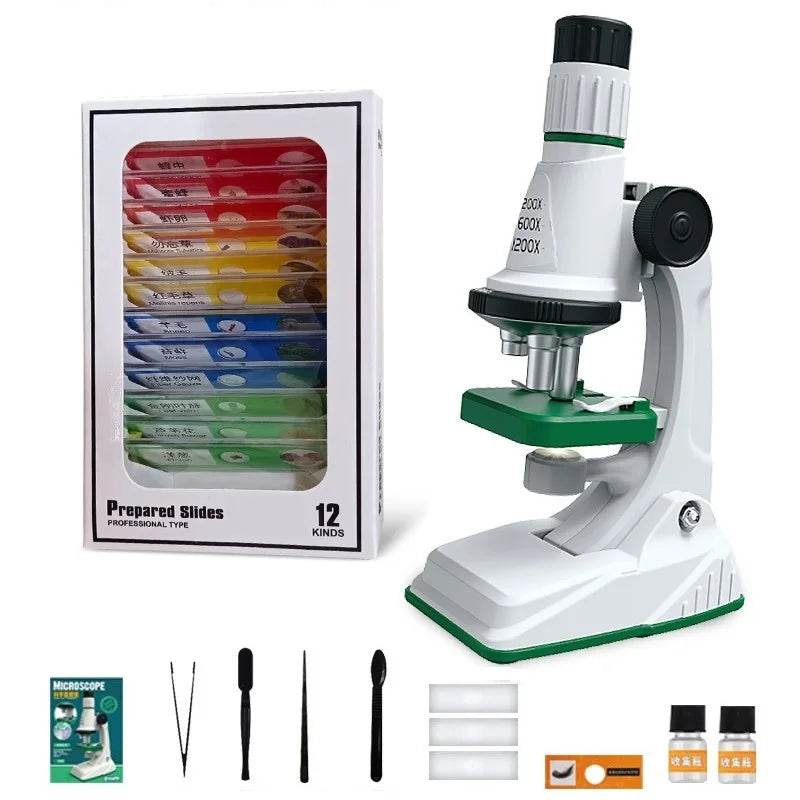 Children Microscope Kit 200x 600x 1200x Biological Science Stem Toy School Home Educational Pocket Microscope with LED Light - ToylandEU