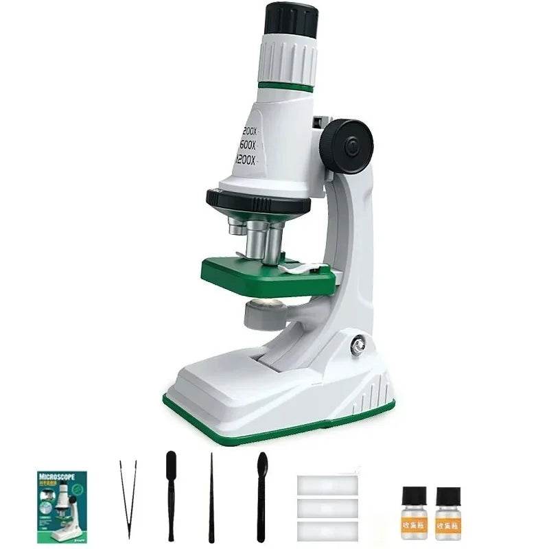 Children Microscope Kit 200x 600x 1200x Biological Science Stem Toy School Home Educational Pocket Microscope with LED Light - ToylandEU