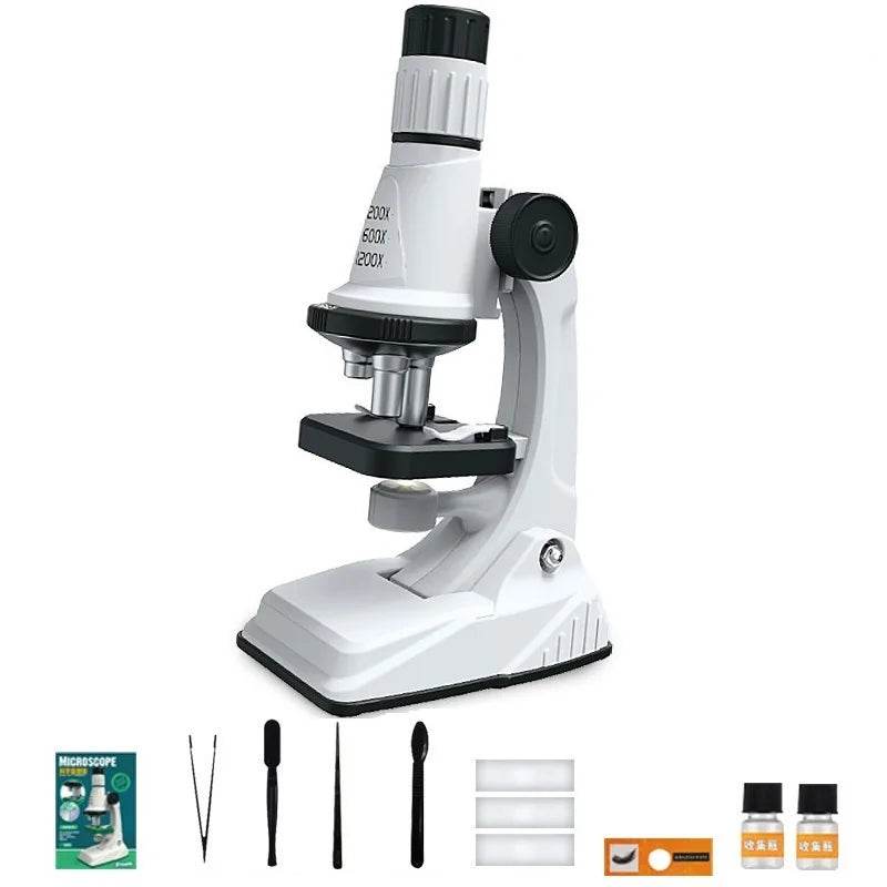 Children Microscope Kit 200x 600x 1200x Biological Science Stem Toy School Home Educational Pocket Microscope with LED Light - ToylandEU