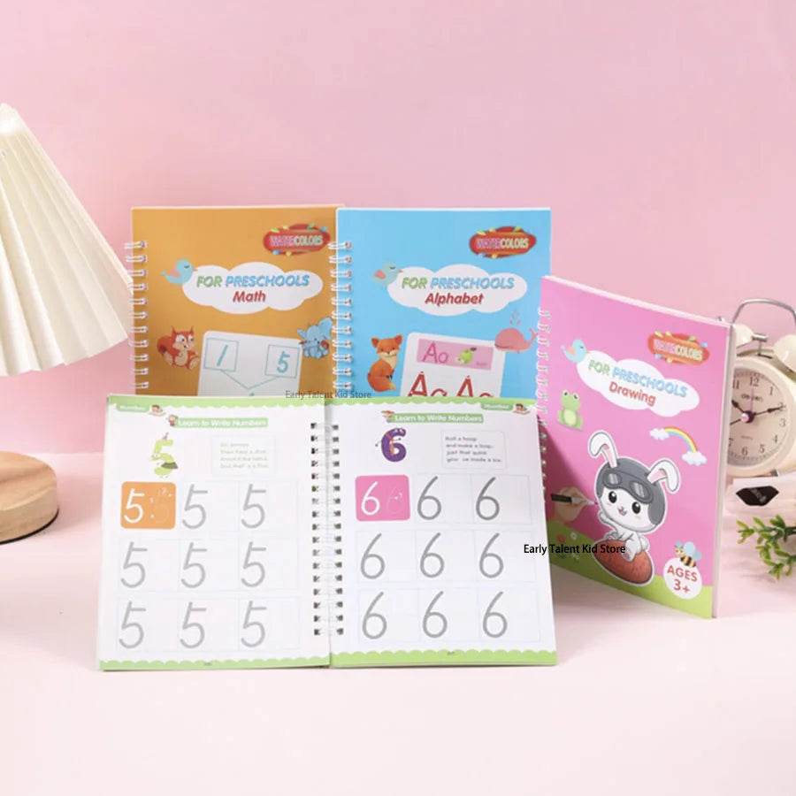 Children Notebook Waterproof White Hard Paper Board Erasable Pen Reusable Magic Books Kids Calligraphy Practice - ToylandEU