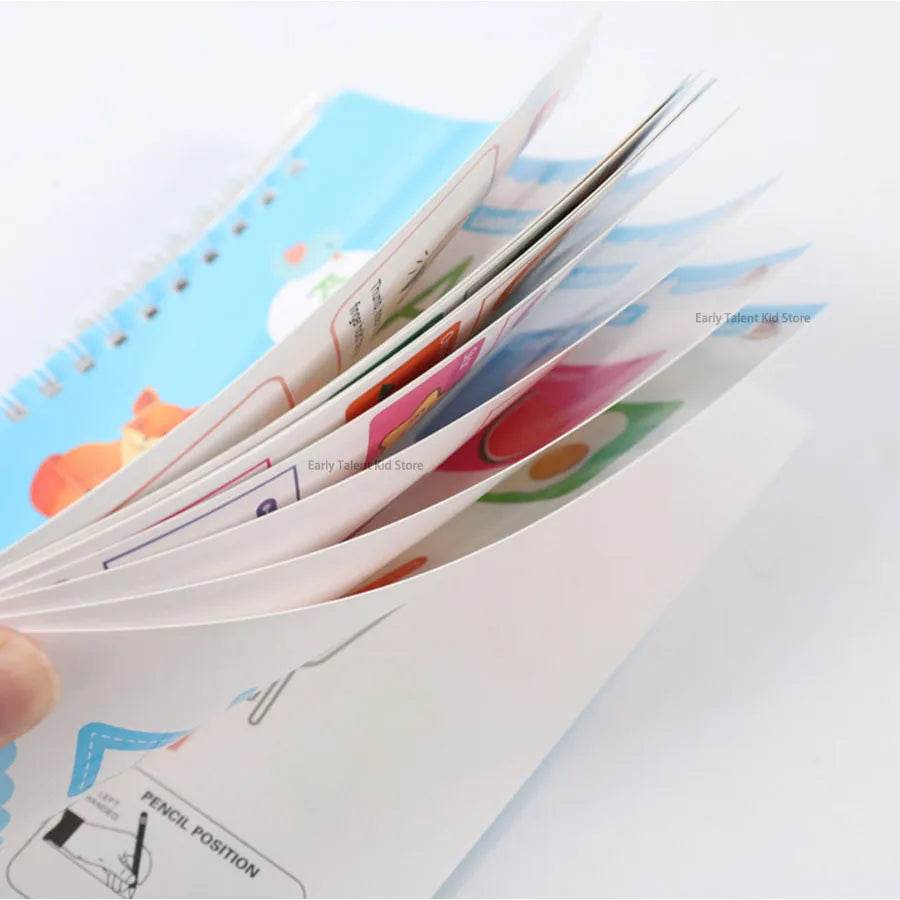 Children Notebook Waterproof White Hard Paper Board Erasable Pen Reusable Magic Books Kids Calligraphy Practice - ToylandEU