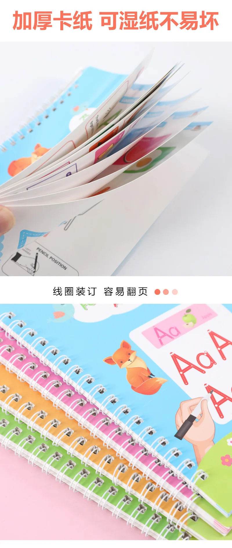 Children Notebook Waterproof White Hard Paper Board Erasable Pen Reusable Magic Books Kids Calligraphy Practice - ToylandEU