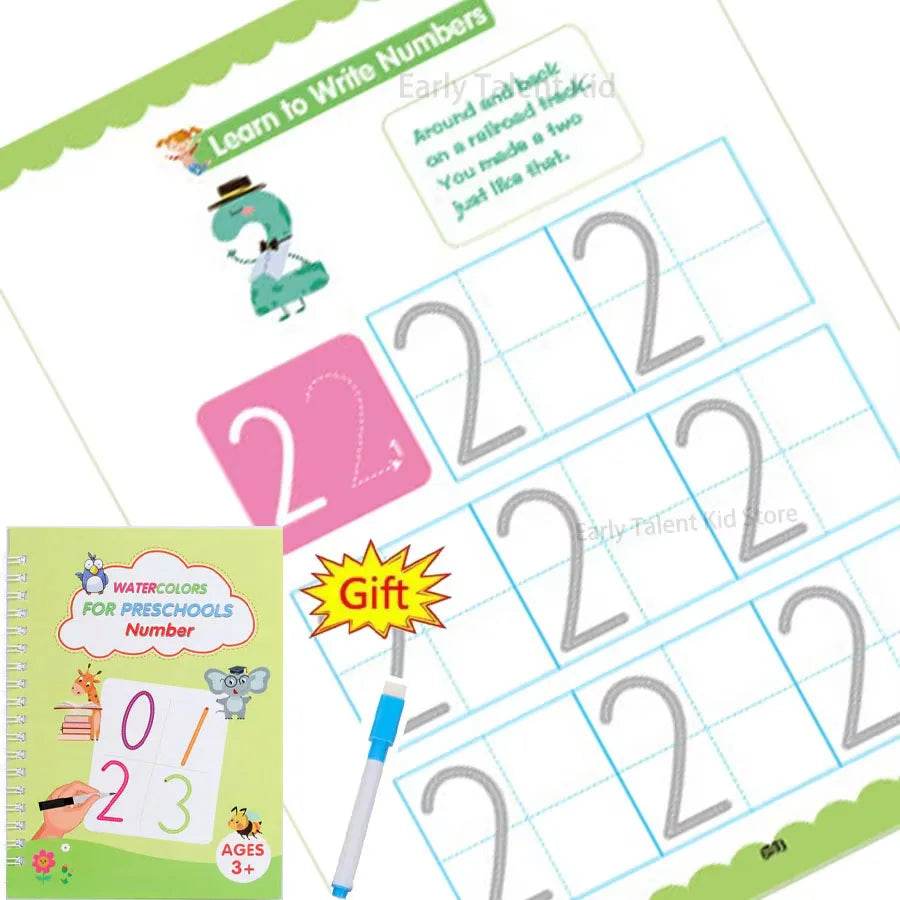 Children Notebook Waterproof White Hard Paper Board Erasable Pen Reusable Magic Books Kids Calligraphy Practice - ToylandEU