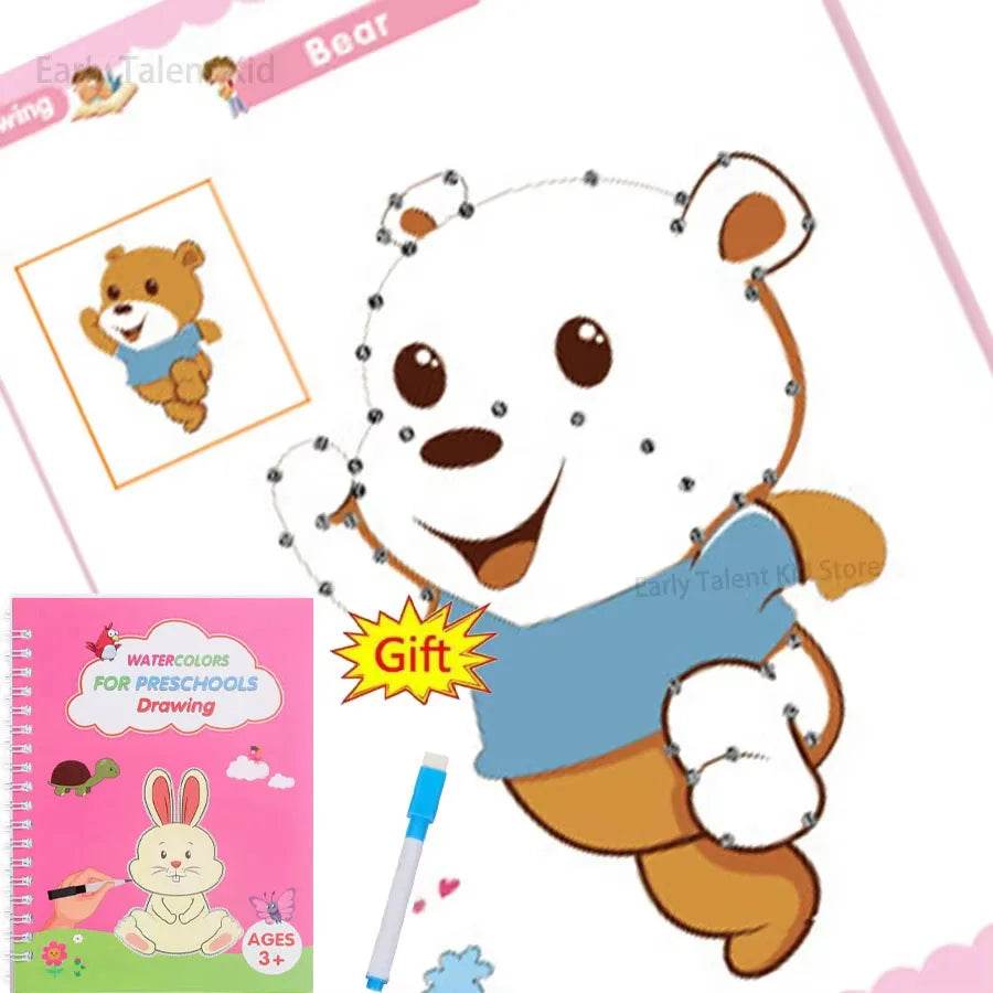 Children Notebook Waterproof White Hard Paper Board Erasable Pen Reusable Magic Books Kids Calligraphy Practice - ToylandEU