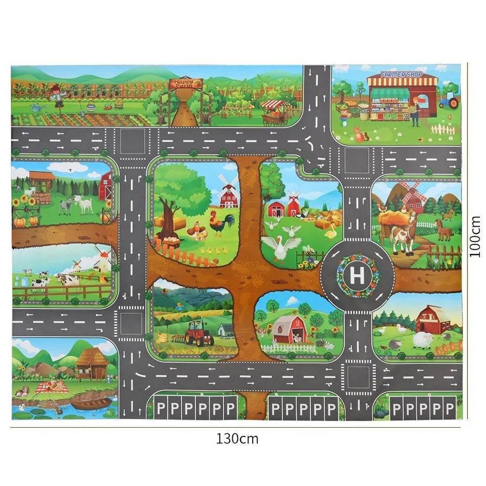 Children Playmat Activity Surface Waterproof Map Kids Animal Road Toy Baby Dinosaur Road Portable Carpet Farm Road Non-Toxic Mat - ToylandEU