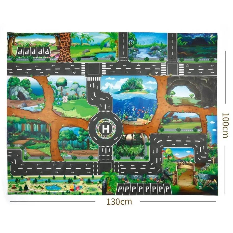 Children Playmat Activity Surface Waterproof Map Kids Animal Road Toy Baby Dinosaur Road Portable Carpet Farm Road Non-Toxic Mat - ToylandEU
