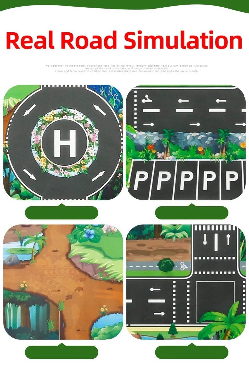 Children Playmat Activity Surface Waterproof Map Kids Animal Road Toy Baby Dinosaur Road Portable Carpet Farm Road Non-Toxic Mat - ToylandEU