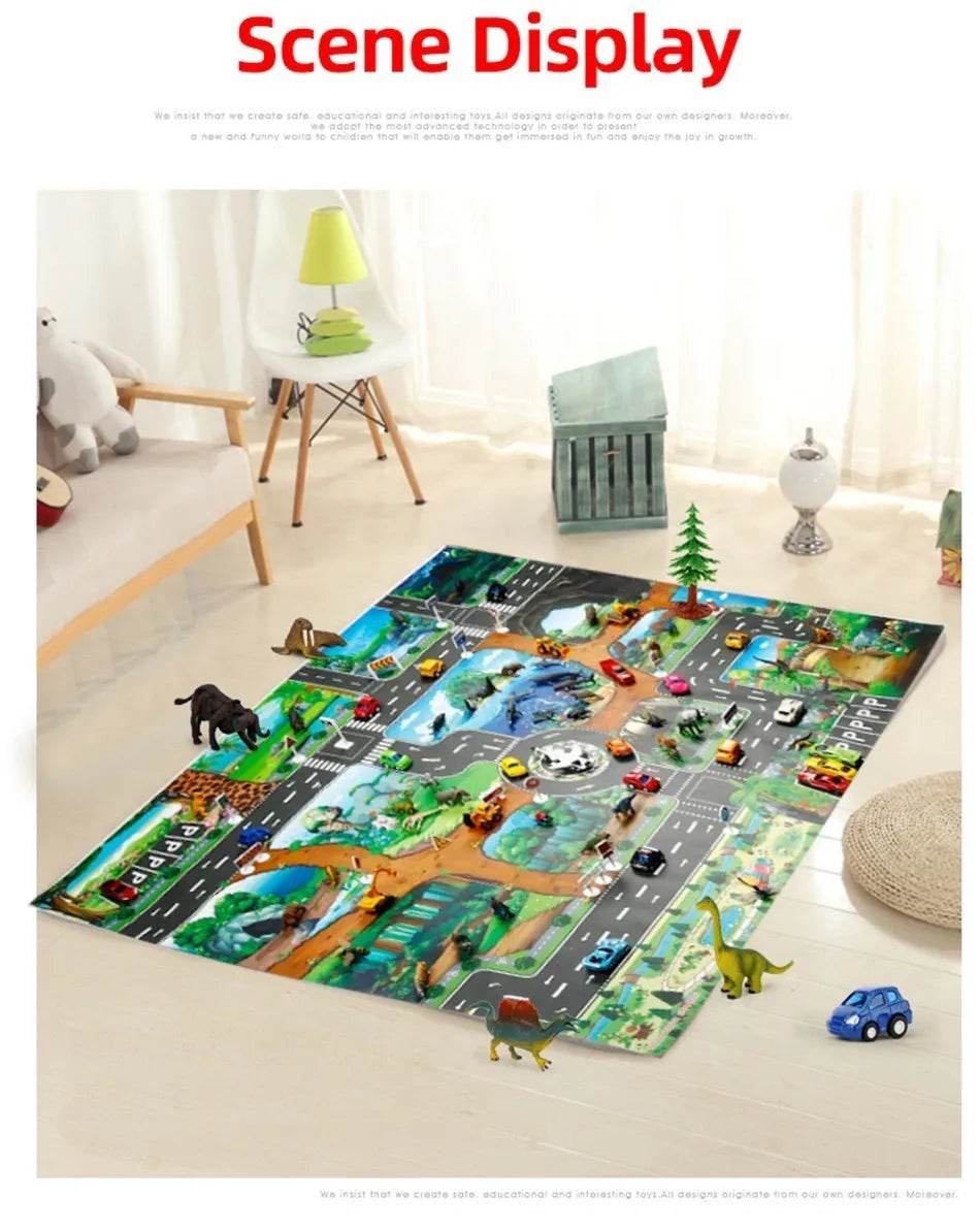 Children Playmat Activity Surface Waterproof Map Kids Animal Road Toy Baby Dinosaur Road Portable Carpet Farm Road Non-Toxic Mat - ToylandEU