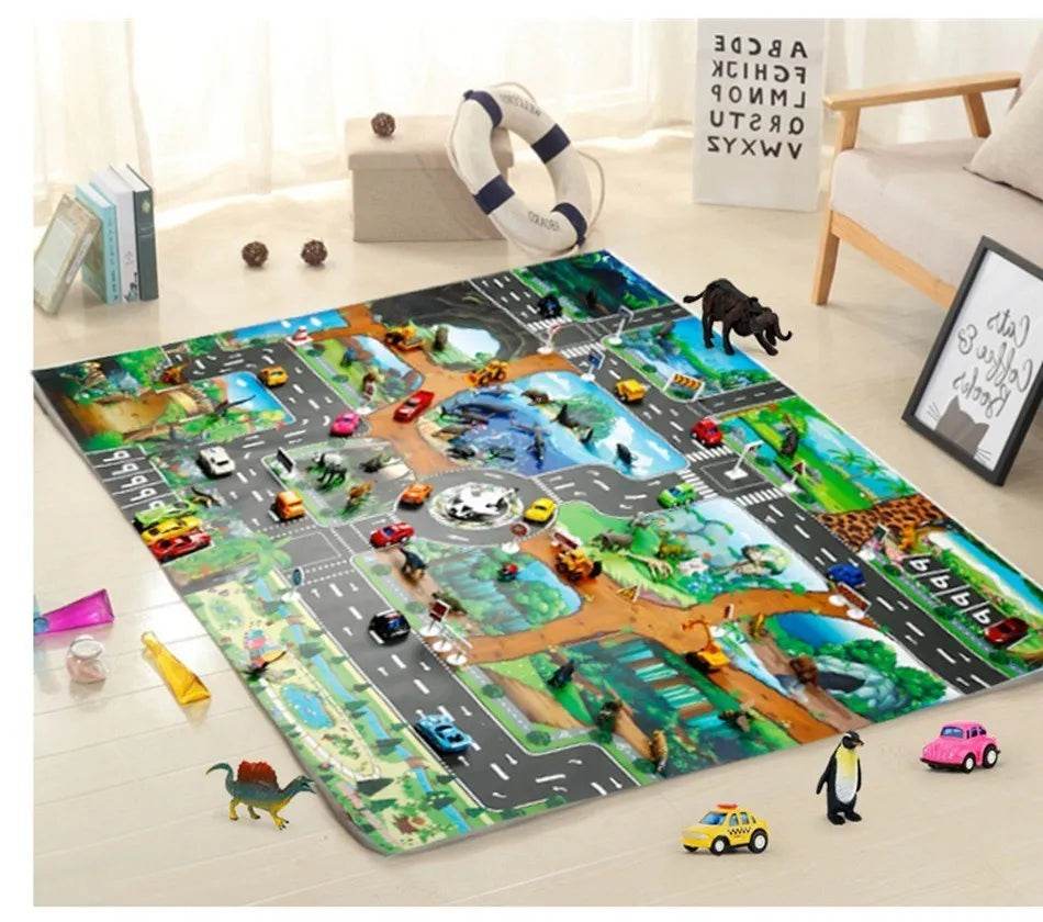 Children Playmat Activity Surface Waterproof Map Kids Animal Road Toy Baby Dinosaur Road Portable Carpet Farm Road Non-Toxic Mat - ToylandEU