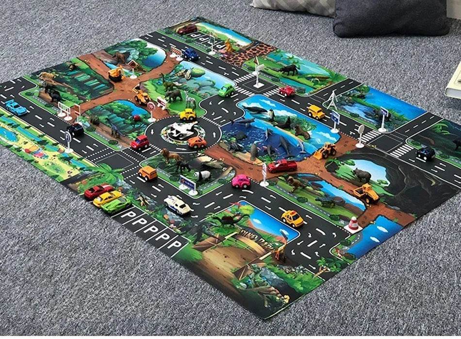Children Playmat Activity Surface Waterproof Map Kids Animal Road Toy Baby Dinosaur Road Portable Carpet Farm Road Non-Toxic Mat - ToylandEU