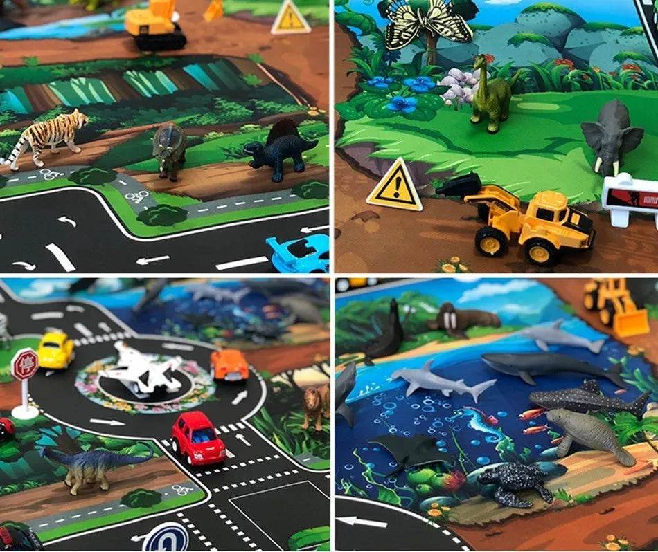 Children Playmat Activity Surface Waterproof Map Kids Animal Road Toy Baby Dinosaur Road Portable Carpet Farm Road Non-Toxic Mat - ToylandEU