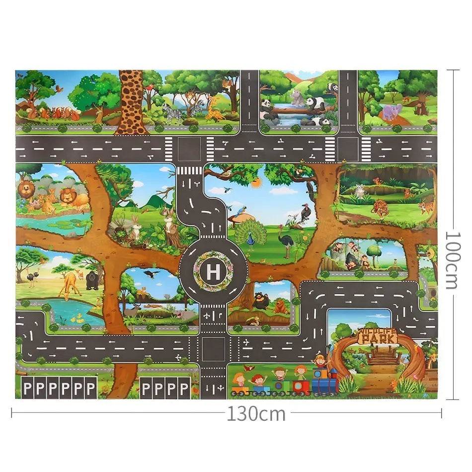 Children Playmat Activity Surface Waterproof Map Kids Animal Road Toy Baby Dinosaur Road Portable Carpet Farm Road Non-Toxic Mat - ToylandEU