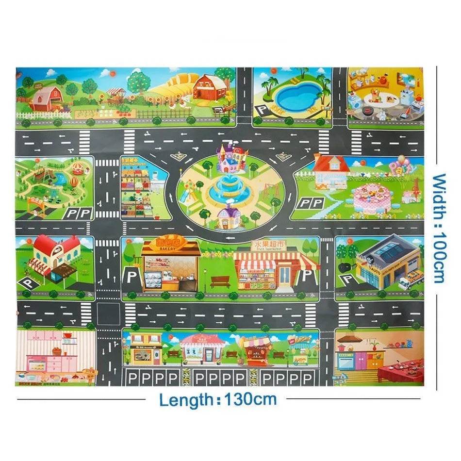 Children Playmat Activity Surface Waterproof Map Kids Animal Road Toy Baby Dinosaur Road Portable Carpet Farm Road Non-Toxic Mat - ToylandEU