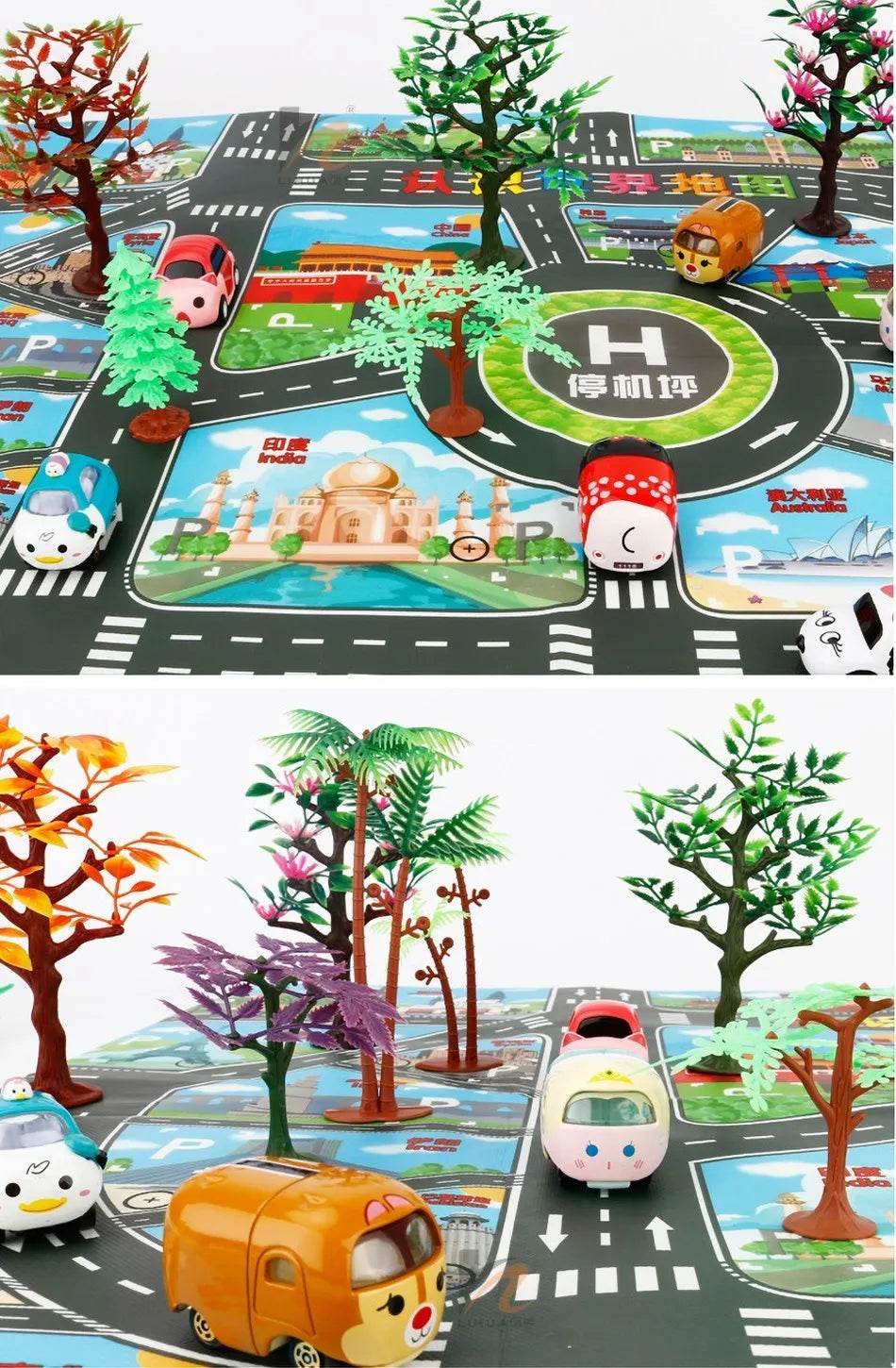 Children Playmat Activity Surface Waterproof Map Kids Animal Road Toy Baby Dinosaur Road Portable Carpet Farm Road Non-Toxic Mat - ToylandEU