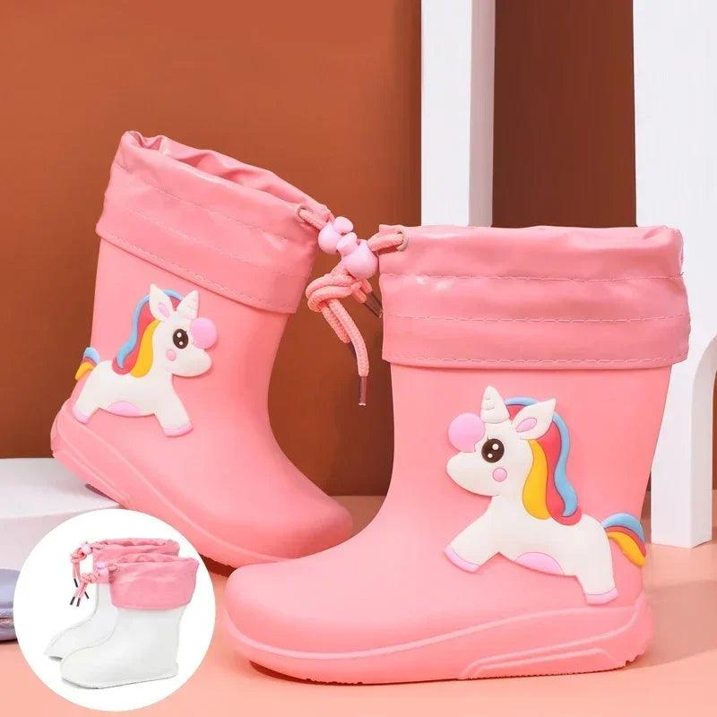 Children Rain Boots | Fleece Lined Lighted Sole | Toylandeu
