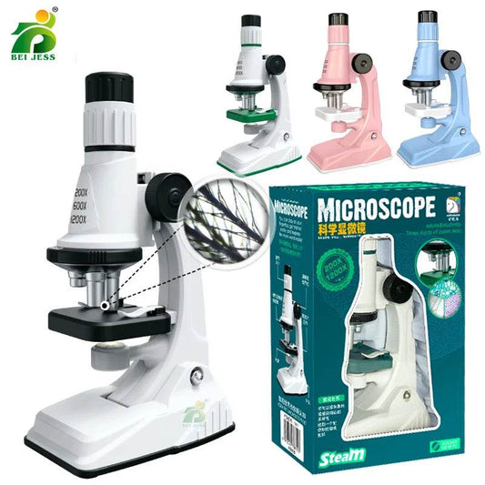 Children Science Biological 200x 600x 1200x Pocket Microscope Set Lab With LED Refined Instruments Montessori Education Toy - ToylandEU