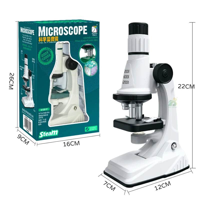 Children Science Biological 200x 600x 1200x Pocket Microscope Set Lab With LED Refined Instruments Montessori Education Toy - ToylandEU