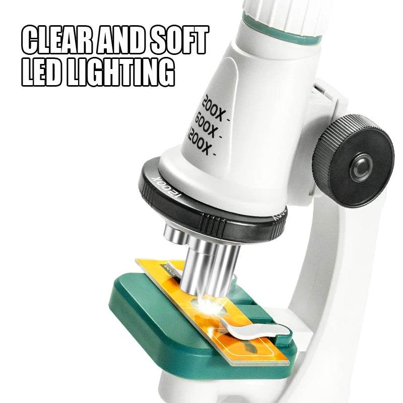 Children Science Biological 200x 600x 1200x Pocket Microscope Set Lab With LED Refined Instruments Montessori Education Toy - ToylandEU