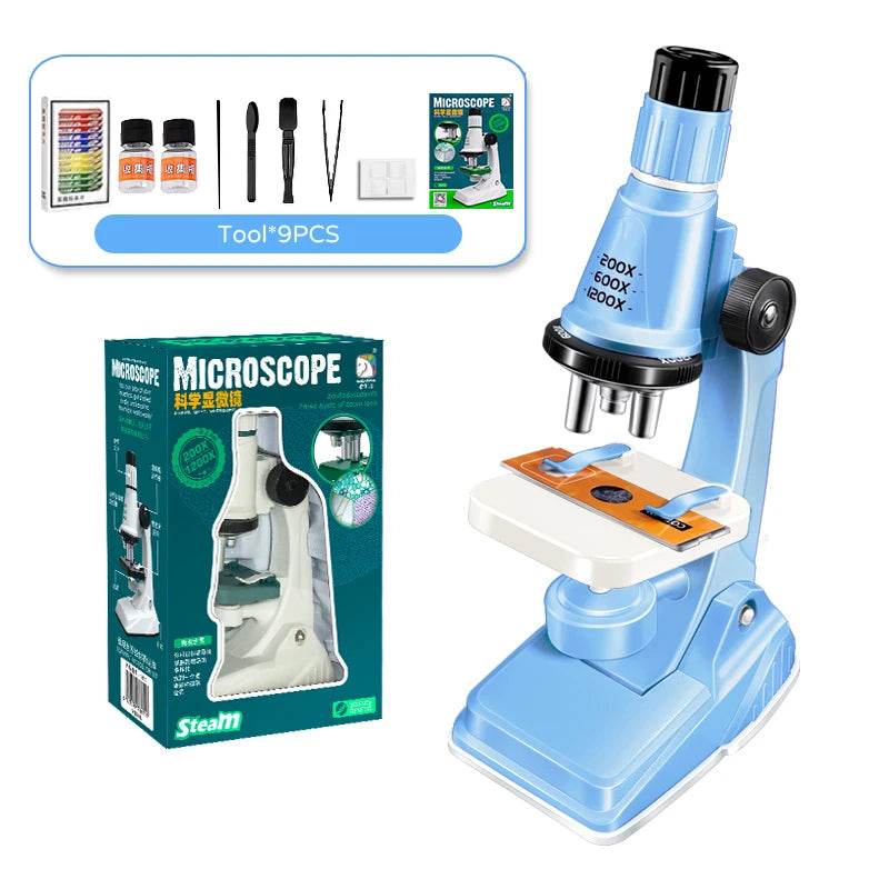 Children Science Biological 200x 600x 1200x Pocket Microscope Set Lab With LED Refined Instruments Montessori Education Toy - ToylandEU
