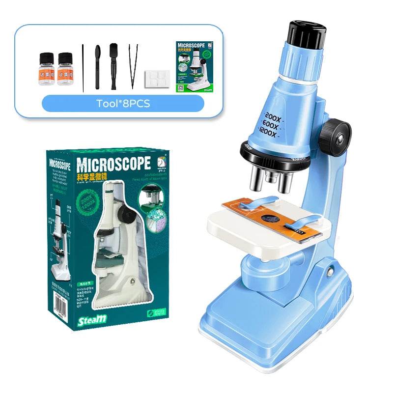Children Science Biological 200x 600x 1200x Pocket Microscope Set Lab With LED Refined Instruments Montessori Education Toy - ToylandEU