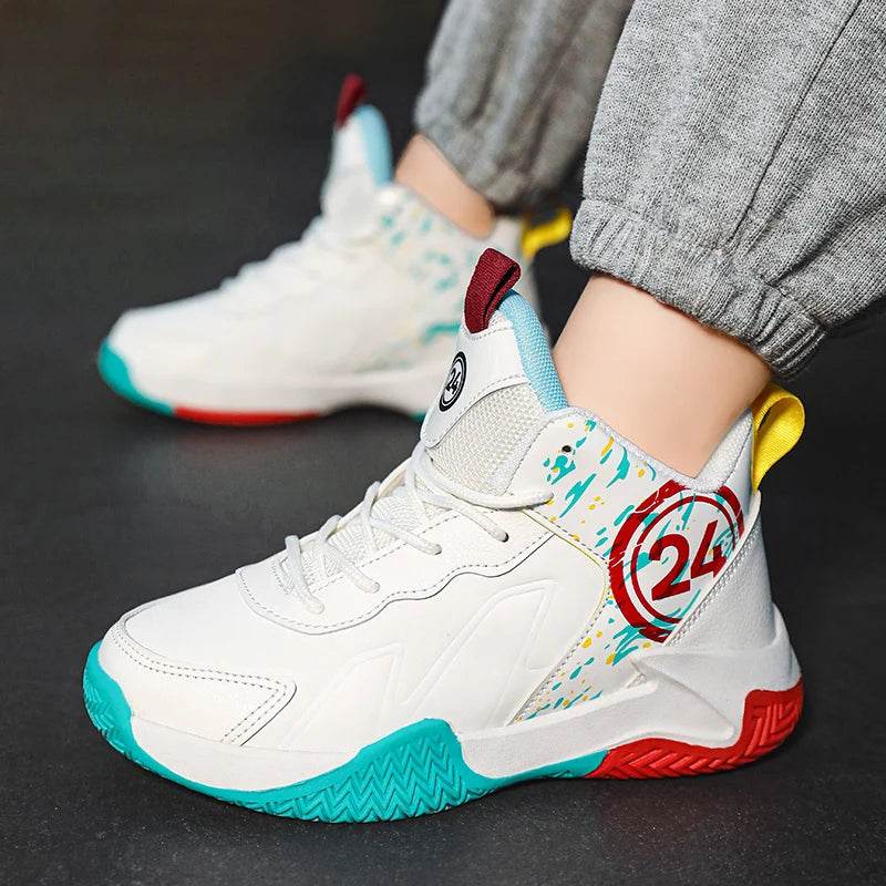 Children's Actual Combat Basketball Shoes Boys 2023 Fall New Leather Anti-Slip Shock Absorption - ToylandEU