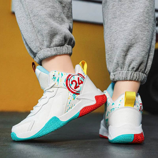 Children's Actual Combat Basketball Shoes Boys 2023 Fall New Leather Anti-Slip Shock Absorption - ToylandEU