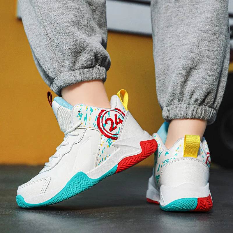 Children's Actual Combat Basketball Shoes Boys 2023 Fall New Leather Anti-Slip Shock Absorption - ToylandEU