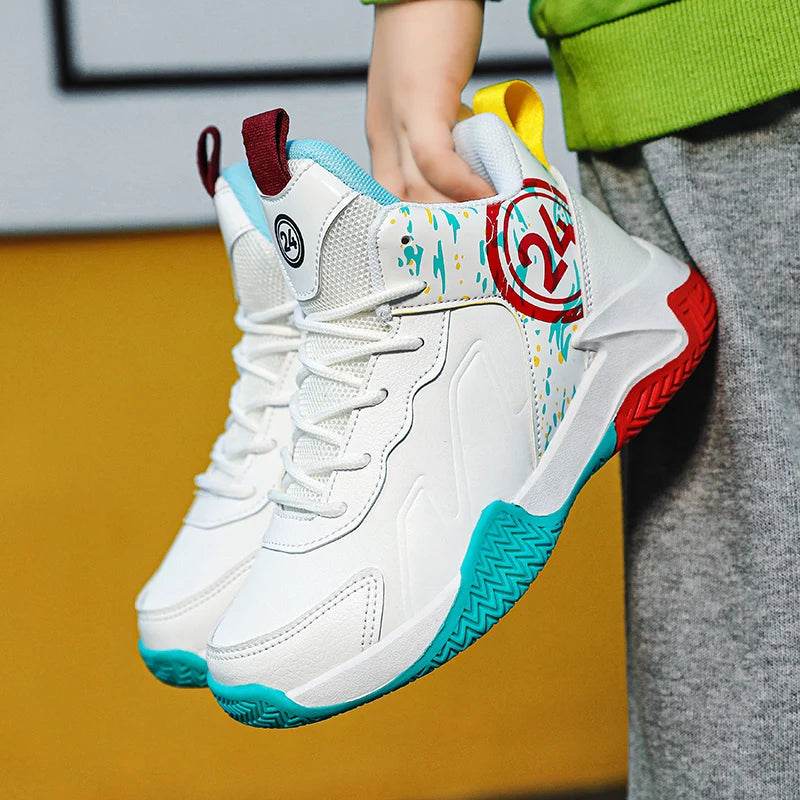 Children's Actual Combat Basketball Shoes Boys 2023 Fall New Leather Anti-Slip Shock Absorption - ToylandEU