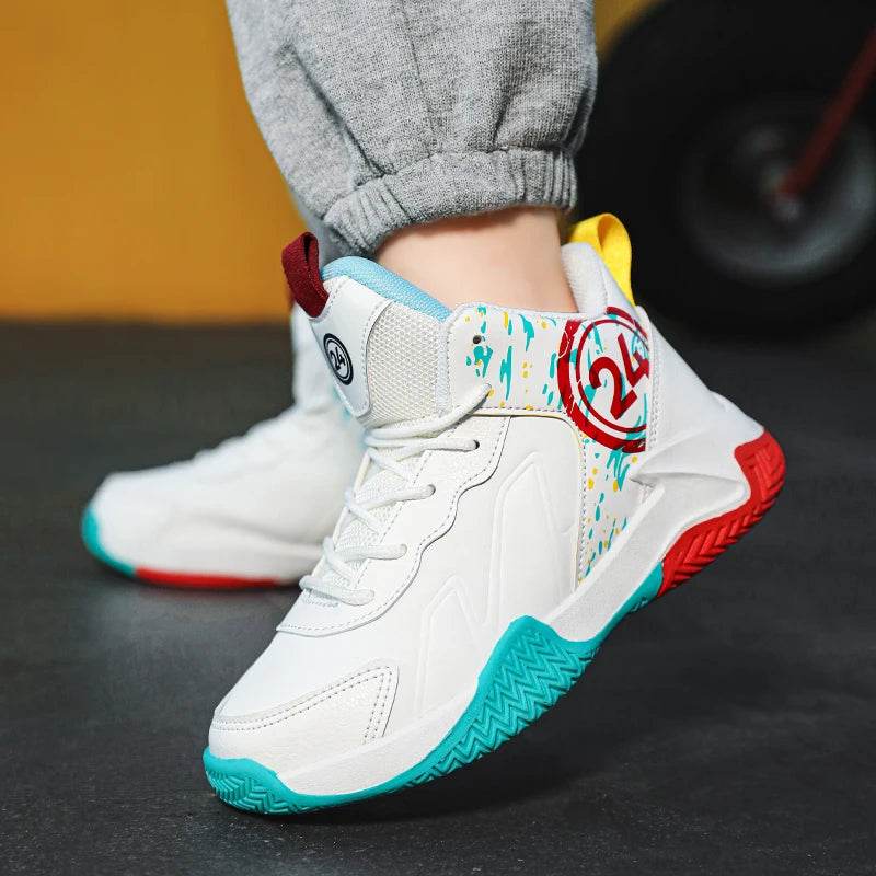 Children's Actual Combat Basketball Shoes Boys 2023 Fall New Leather Anti-Slip Shock Absorption - ToylandEU